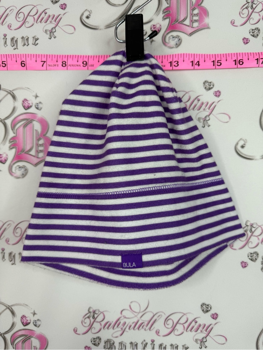 Bula hat beanie purple Striped Beanie Hat - Purple & White